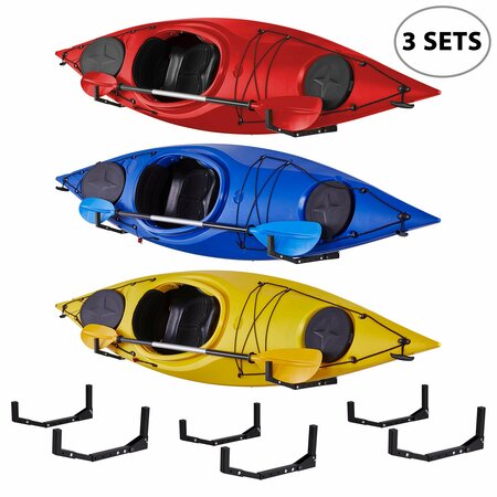 Raxgo Kayak Storage Rack, Indoor & Outdoor Kayak Storage Hooks with Adjustable Lenght - 3 Pair RGWMKR3PK